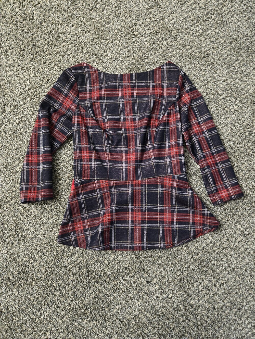 Alexia Admor Plaid Peplum Top in Red and Navy